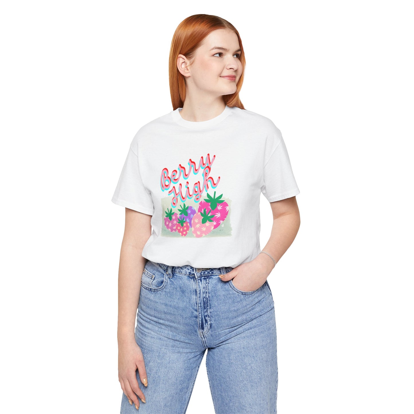Berry High Strawberry Cannabis T-Shirt – Cute Stoner Girl Weed Tee for Women | Funny 420 Graphic Shirt