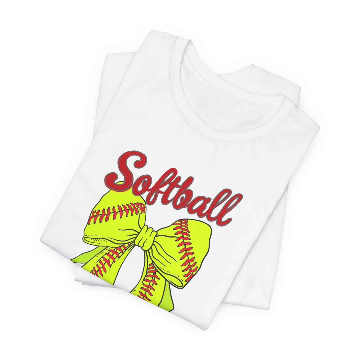 Softball Mama T-Shirt – Cute Hair Bow Graphic Tee for Proud Baseball & Softball Moms
