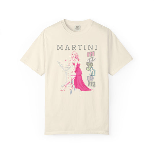 Martini Mayhem Shirt – Retro 70s Cocktail Party Tee for Women, Funny Wine Mom T-Shirt