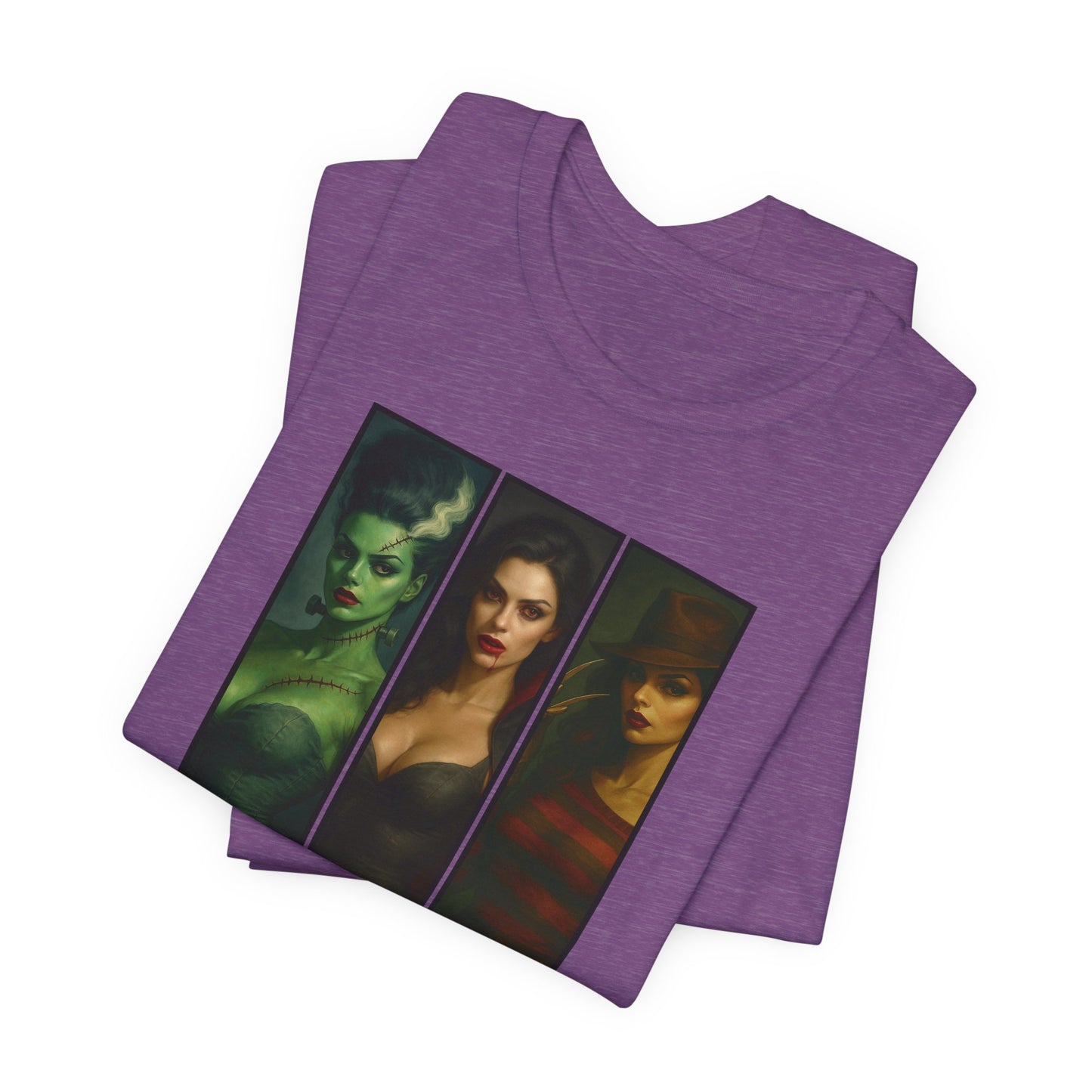 Trick. Treat. Slay. Halloween Shirt β Sexy Horror Icons Tee | Spooky Baddie T-Shirt | Bride, Vampire, Freddy-Inspired | Scary Hot Costume