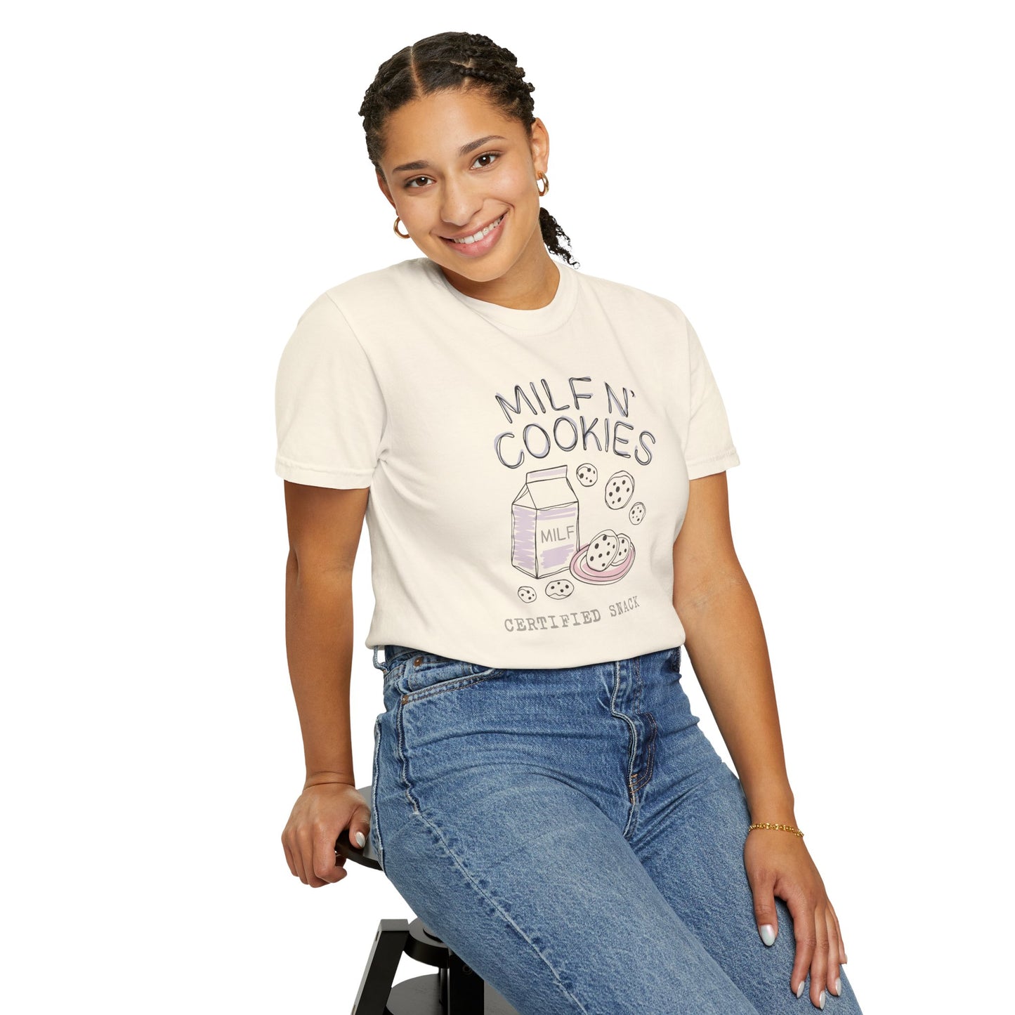 Milf n’ Cookies Shirt – Funny Graphic Tee for Cool Moms, Retro Comfort Colors Gift for Wives