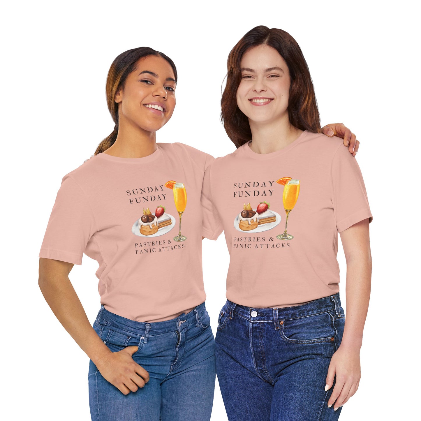 Sunday Funday Brunch Tee - Pastries and Panic Attacks - Casual Unisex T-Shirt, Weekend Vibe Shirt