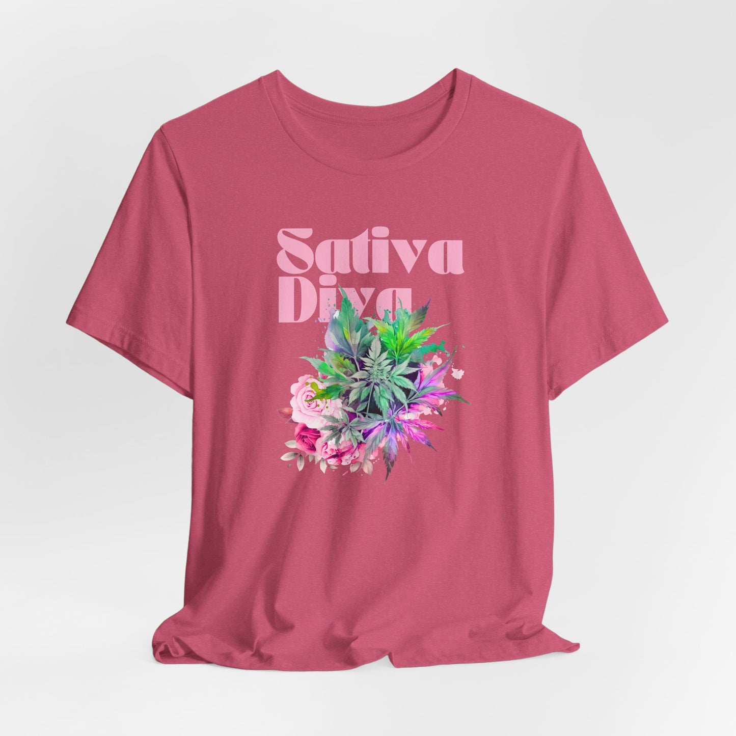 Sativa Diva Floral Tee - Vintage Cannabis Vibe, Summer Cannabis Fashion, Gifts for Weed Lovers, Festival Wear