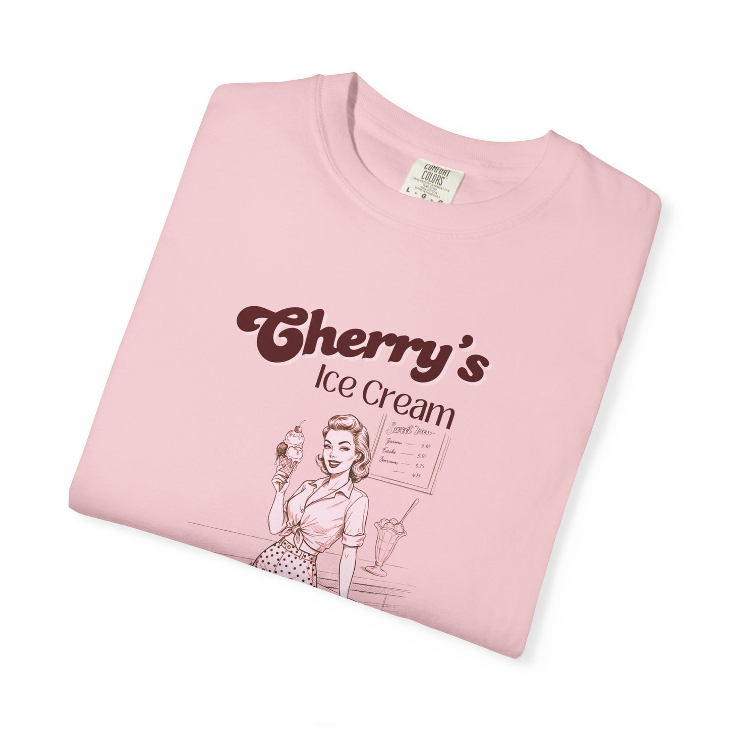 Cherry’s Ice Cream Tee — Sundaes Are for Lovers (Retro Pin-Up Graphic Tee)