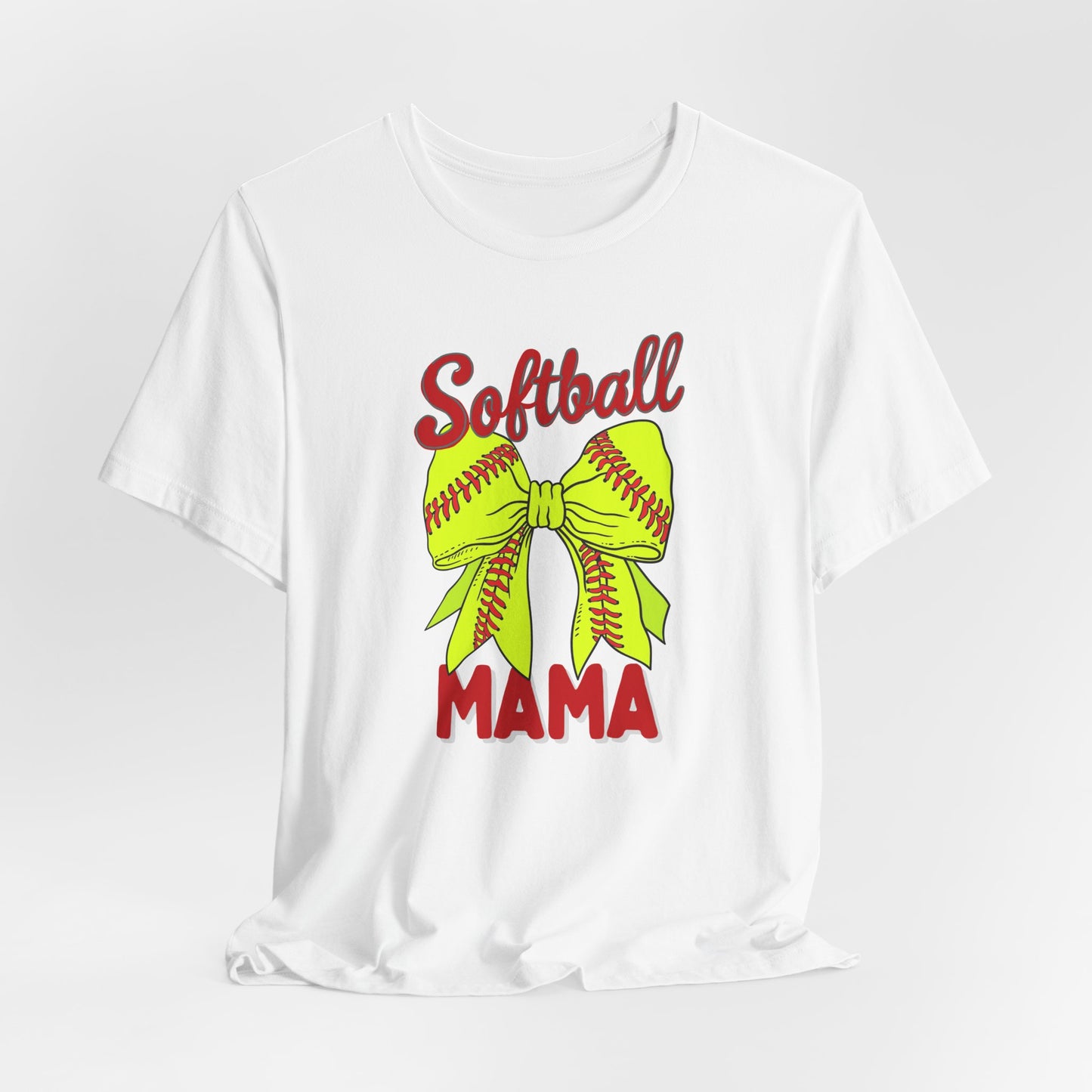 Softball Mama T-Shirt – Cute Hair Bow Graphic Tee for Proud Baseball & Softball Moms