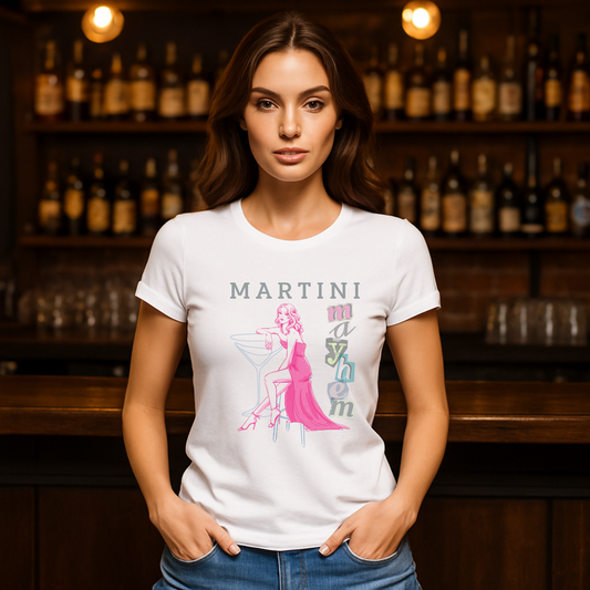 Martini Mayhem Shirt – Retro 70s Cocktail Party Tee for Women, Funny Wine Mom T-Shirt