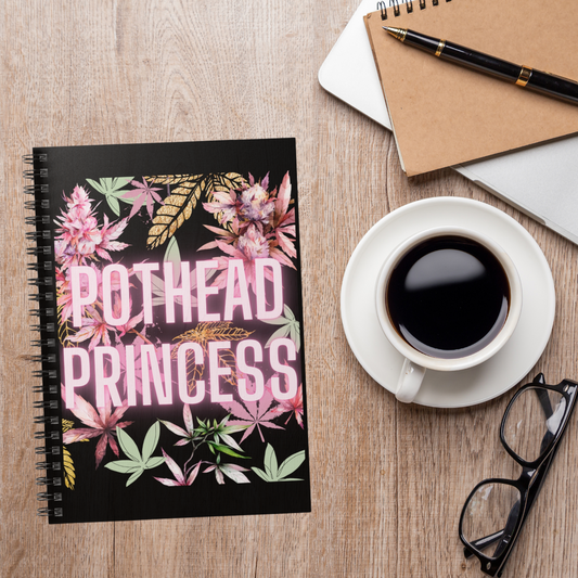 Pothead Princess Spiral Notebook – 6x8 Ruled Journal | 420 Friendly Stationery with Floral Vibes