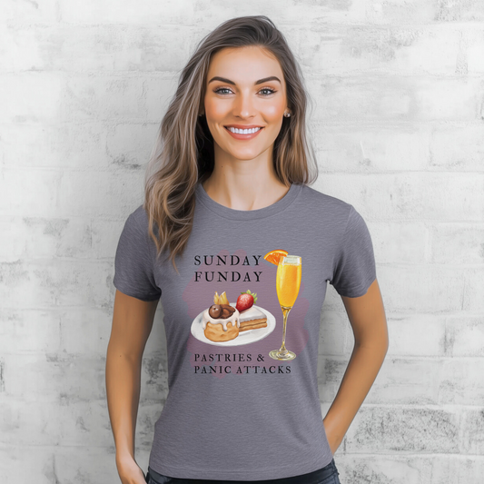 Sunday Funday Brunch Tee - Pastries and Panic Attacks - Casual Unisex T-Shirt, Weekend Vibe Shirt