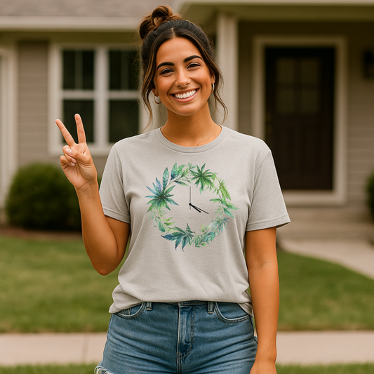 420 Weed Leaf Clock T-Shirt – Stoner Aesthetic Tee for Cannabis Lovers | Chill Graphic Tee | Gift for Smokers | It’s Always 4:20 Somewhere