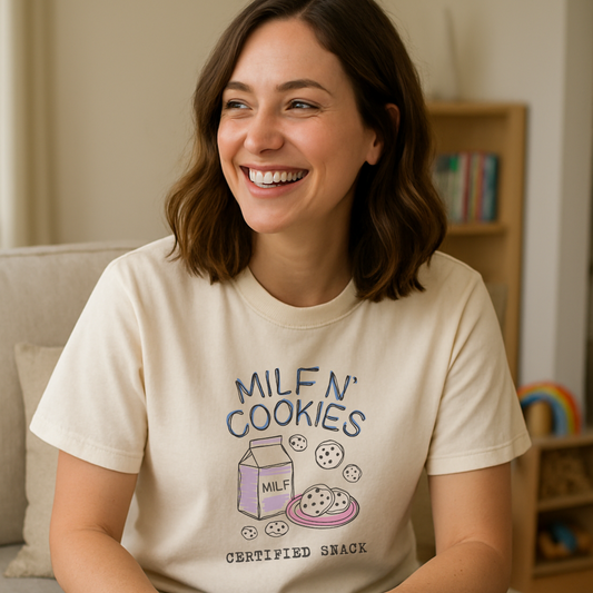 Milf n’ Cookies Shirt – Funny Graphic Tee for Cool Moms, Retro Comfort Colors Gift for Wives