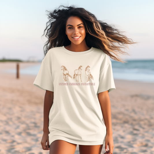 Untamed, Unbroken, Unstoppable Wild Horse Shirt | Equestrian Graphic Tee for Horse Lovers