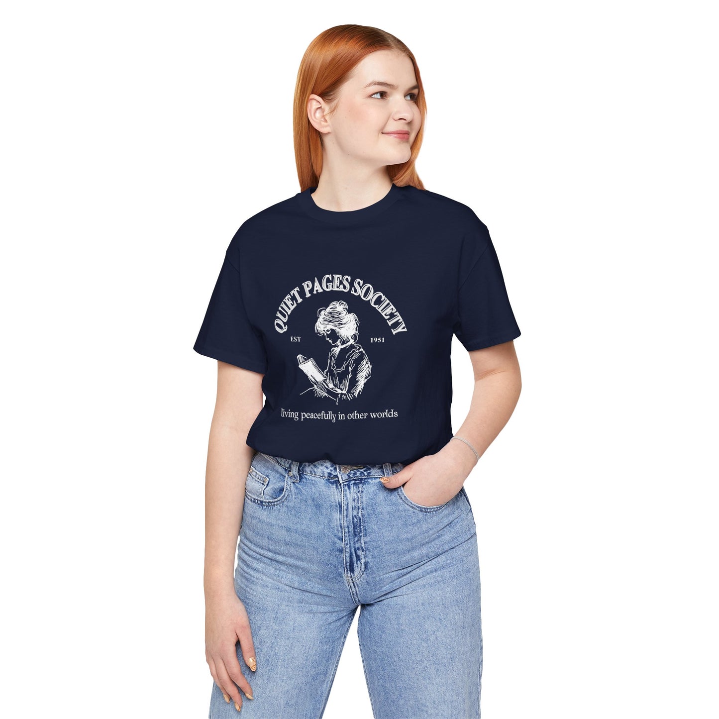 Quiet Pages Society T-Shirt – Literary Print – Bookish Aesthetic Shirt for Readers & Introverts