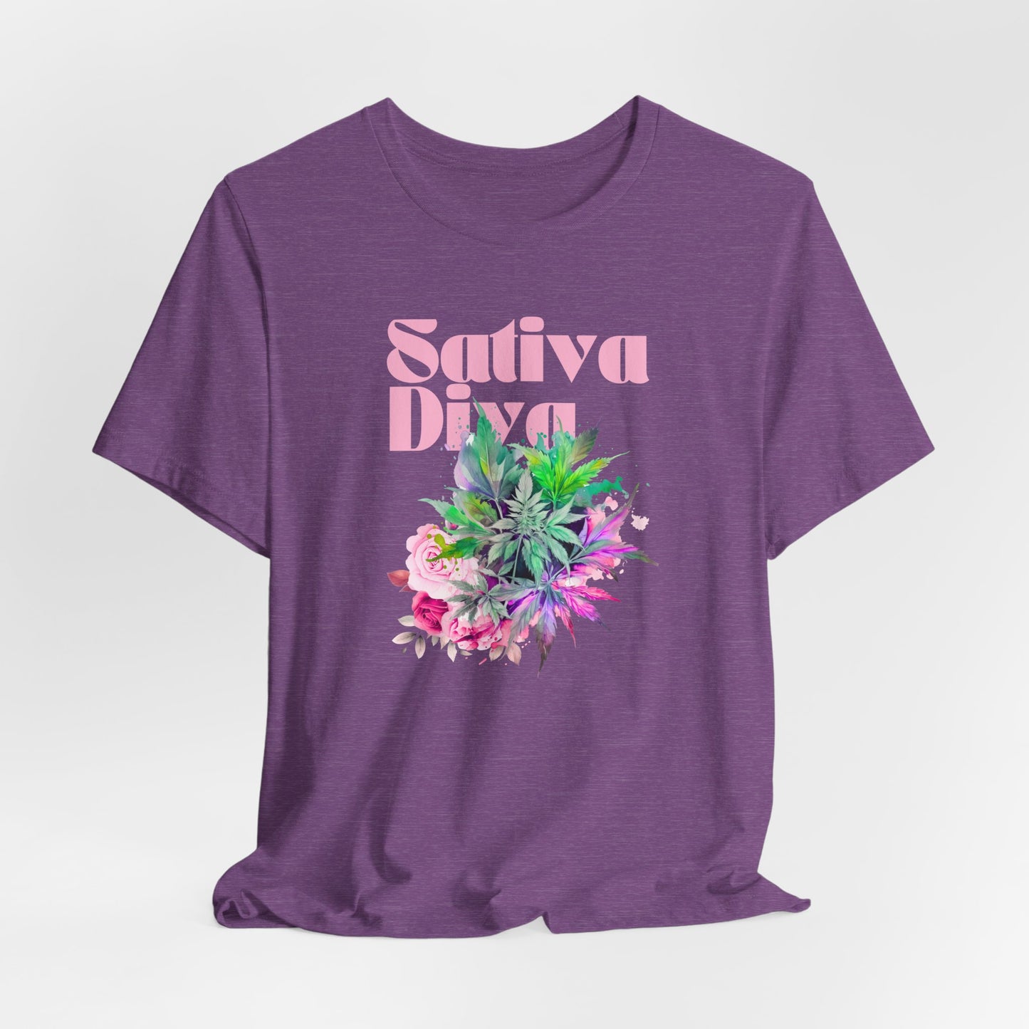 Sativa Diva Floral Tee - Vintage Cannabis Vibe, Summer Cannabis Fashion, Gifts for Weed Lovers, Festival Wear