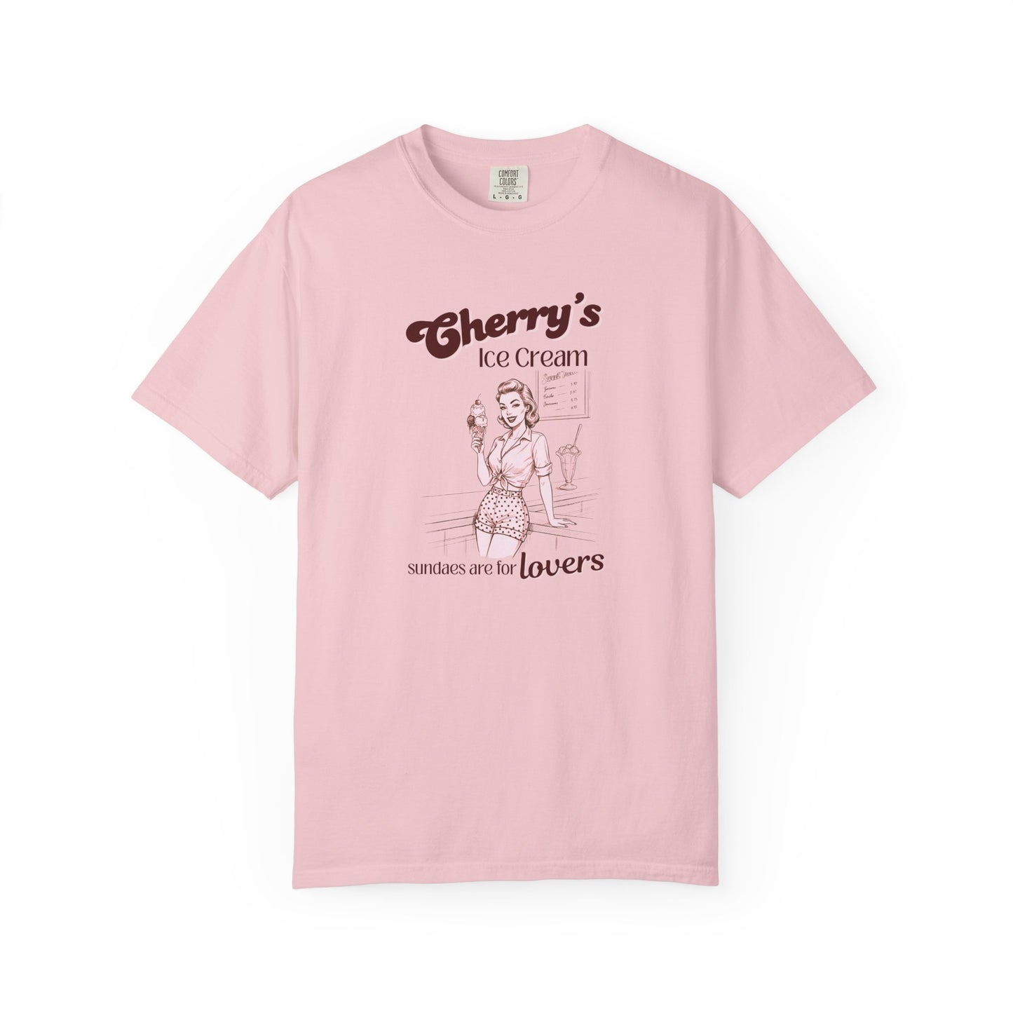 Cherry’s Ice Cream Tee — Sundaes Are for Lovers (Retro Pin-Up Graphic Tee)