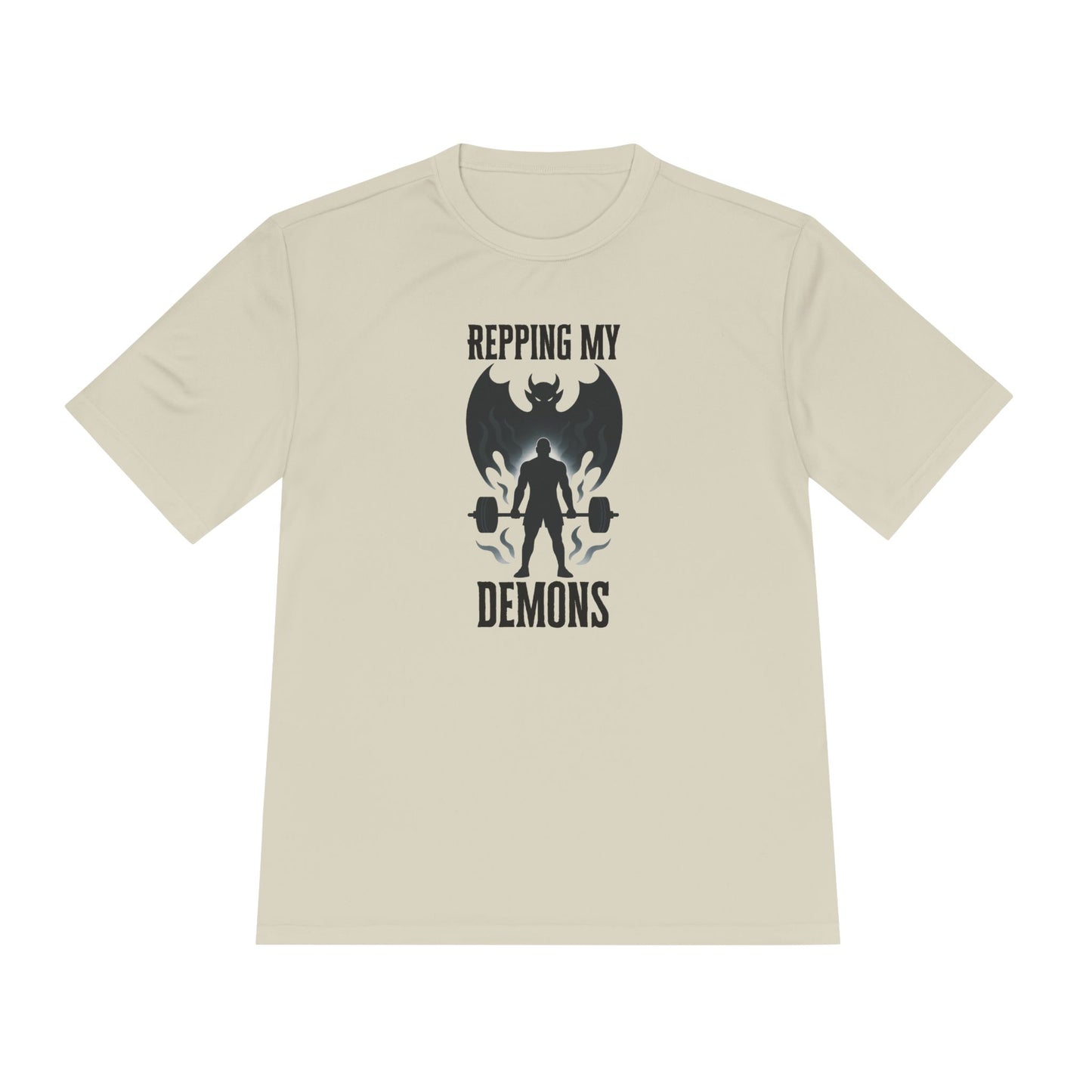Repping My Demons | Men’s Moisture-Wicking Gym Shirt – Mental Grit Meets Heavy Lifts