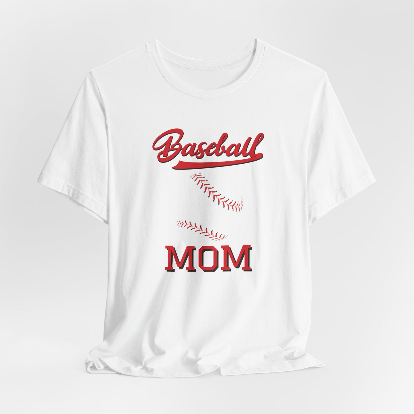 Baseball Mom T-Shirt – Classic Red Stitch Baseball Graphic Tee for Sports Moms