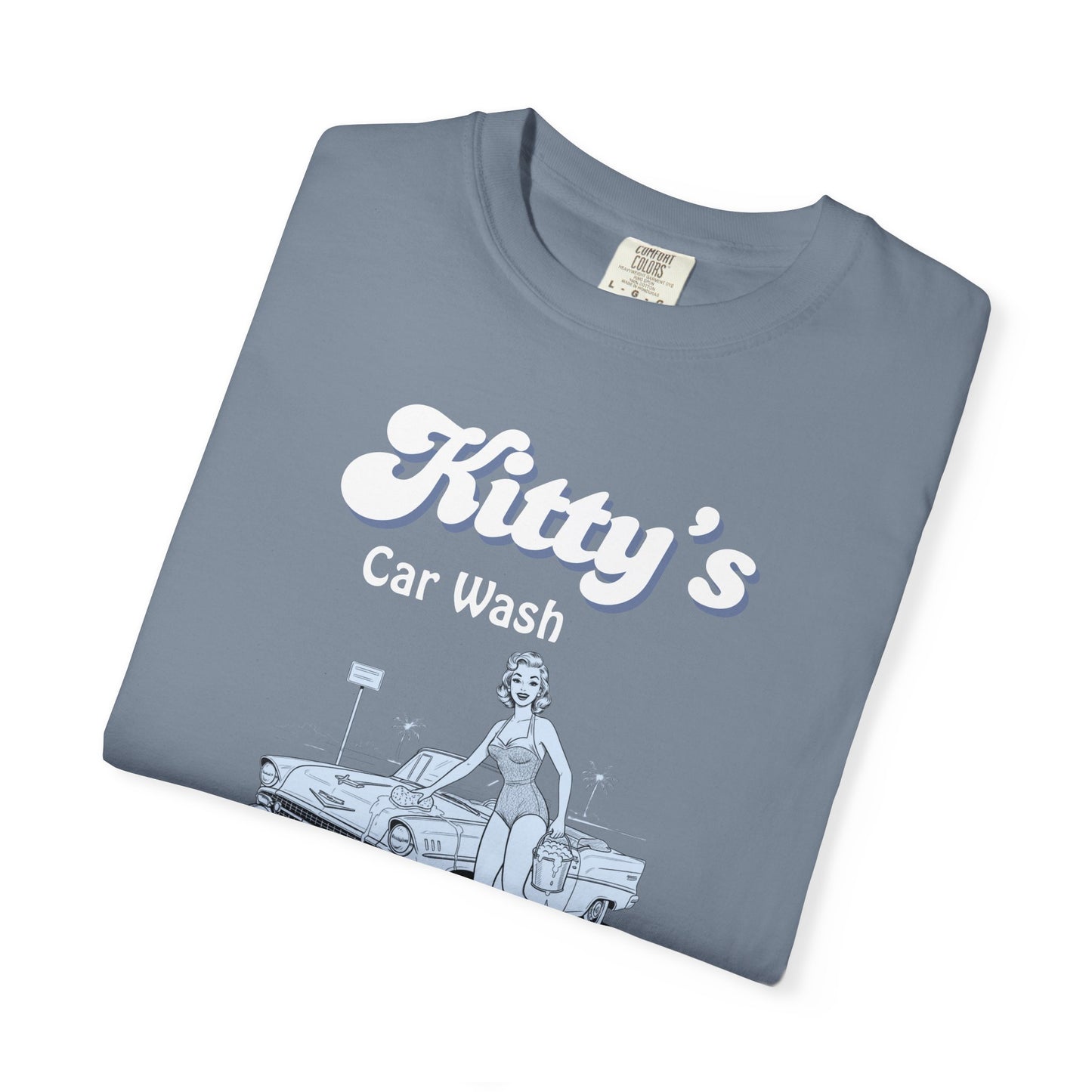 Kitty’s Car Wash Tee – We Know How to Handle Your Ride, Retro Car Wash Graphic Shirt