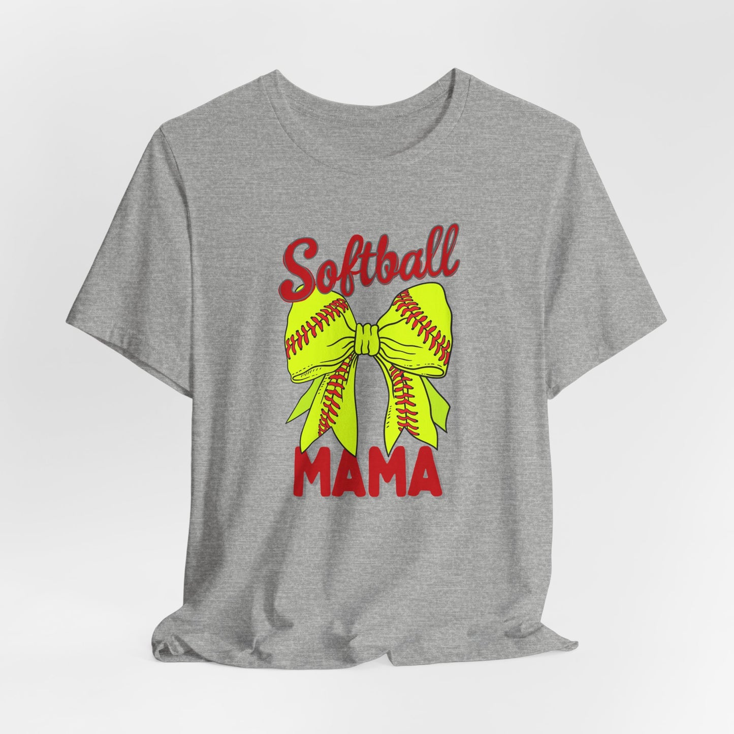 Softball Mama T-Shirt – Cute Hair Bow Graphic Tee for Proud Baseball & Softball Moms