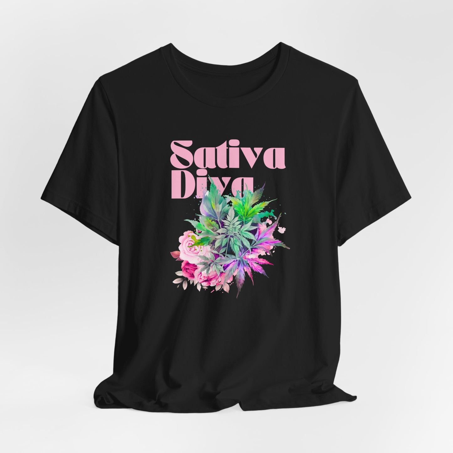Sativa Diva Floral Tee - Vintage Cannabis Vibe, Summer Cannabis Fashion, Gifts for Weed Lovers, Festival Wear